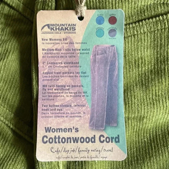 Mountain Khakis | Cottonwood Cord in Avacado - Picture 8 of 9